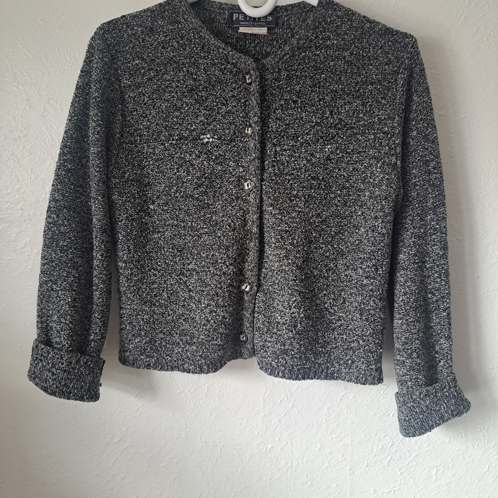 Daniel Hechter Black & White Tweed Button-Front Cardigan